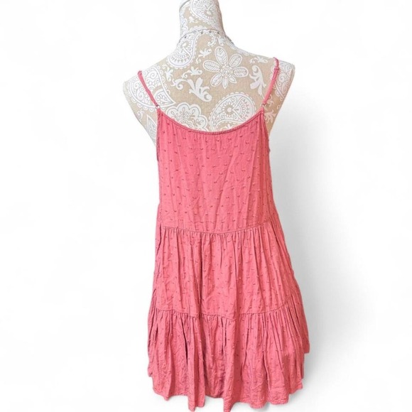 E&M Pink Sleeveless Tiered Babydoll Dress Lace Trim Boho Summer Festival Size S - Picture 4 of 8